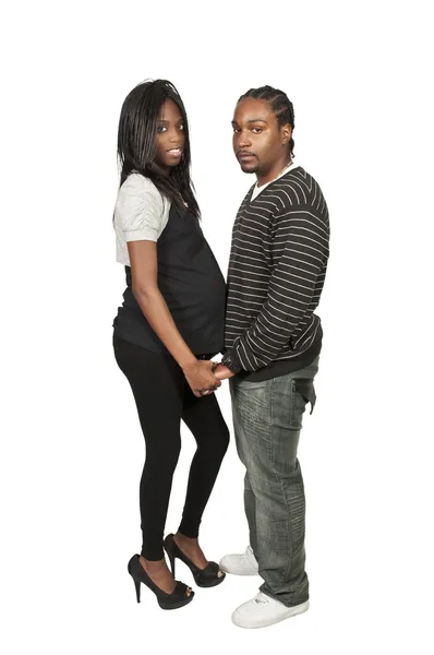 Esperando padres negro africano americano pareja — Foto de Stock