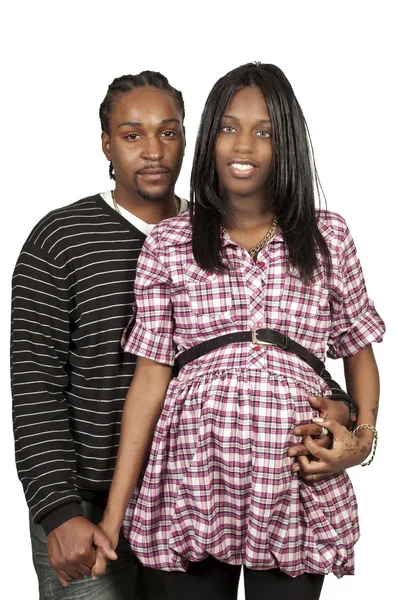 Ebeveynler siyah Afrika kökenli Amerikalı çift bekliyor — Stok fotoğraf