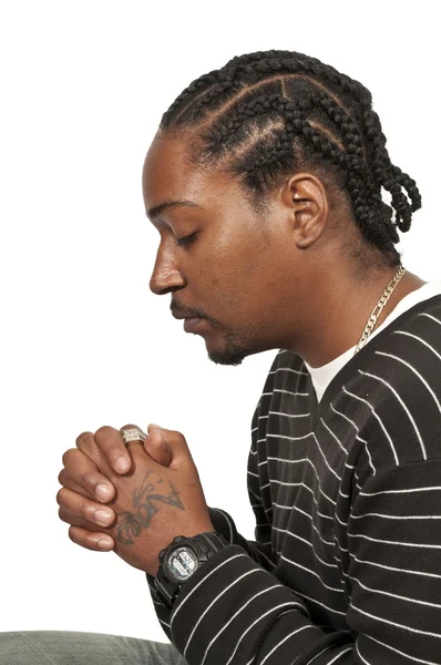Hombre negro rezando — Foto de Stock