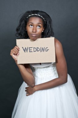 Black woman in wedding dress clipart