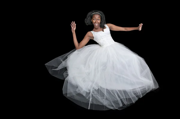 Fekete nő esküvői ruhában. — Stock Fotó