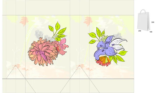 Πρότυπο για τσάντα με λουλούδια — Διανυσματικό Αρχείο