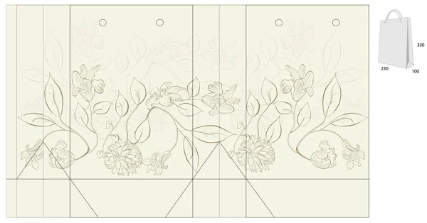 Modèle pour sac avec fleurs — Image vectorielle