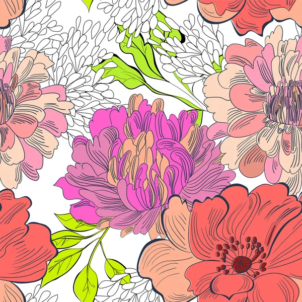 装饰花卉无缝壁纸 — 图库矢量图片