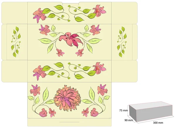 Stylizované šablona pro box s květinami — Stockový vektor