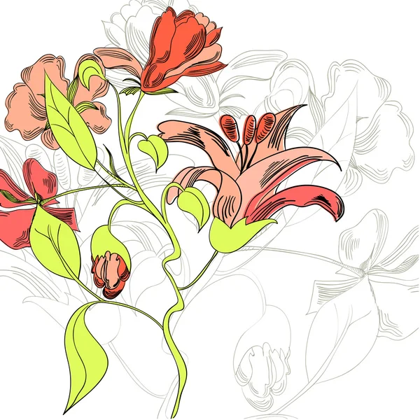 Шаблон для цветочной открытки — стоковый вектор