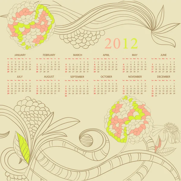 Vorlage für den Kalender 2012 — Stockvektor