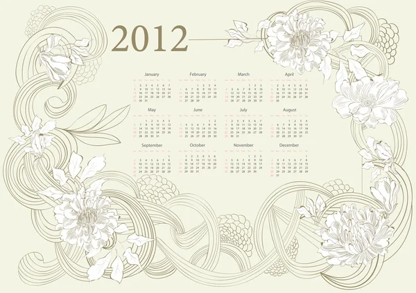 Šablona pro kalendář 2012 — Stockový vektor