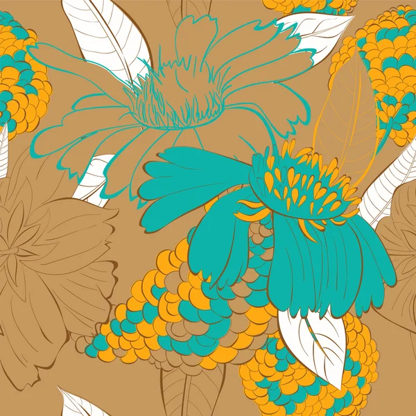 装飾的な花のシームレスな壁紙 — ストックベクタ