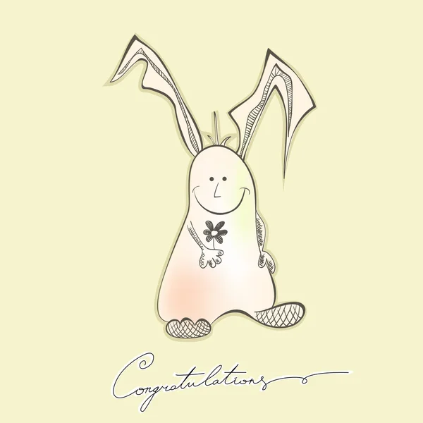 Cartão com coelho feliz —  Vetores de Stock