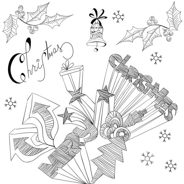 Doodle style fond de Noël — Image vectorielle