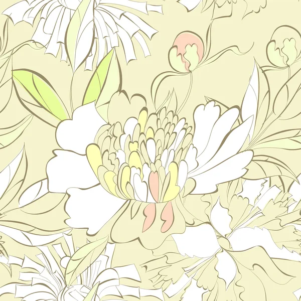 Απρόσκοπτη μοτίβο με διακοσμητικά λουλούδια — Διανυσματικό Αρχείο