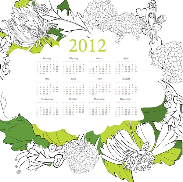 2012 年日历模板 — 图库矢量图片