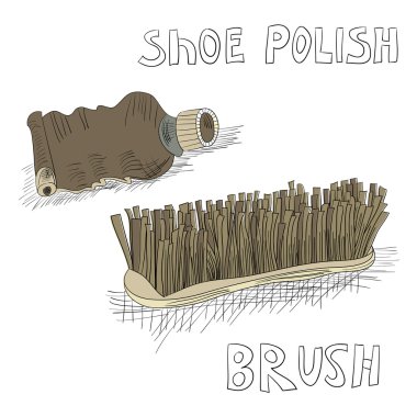 Shoe polish and brush clipart