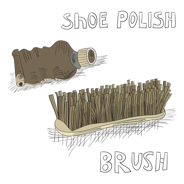 stock vector Shoe polish and brush