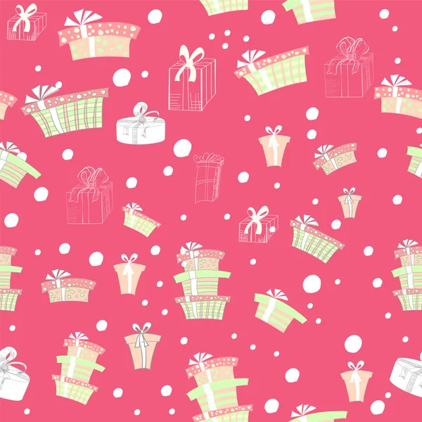 Seamless wallpaper with gifts — Stock Vector