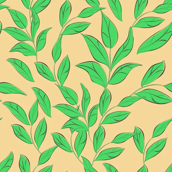 Άνευ ραφής ταπετσαρία με φύλλα — Διανυσματικό Αρχείο