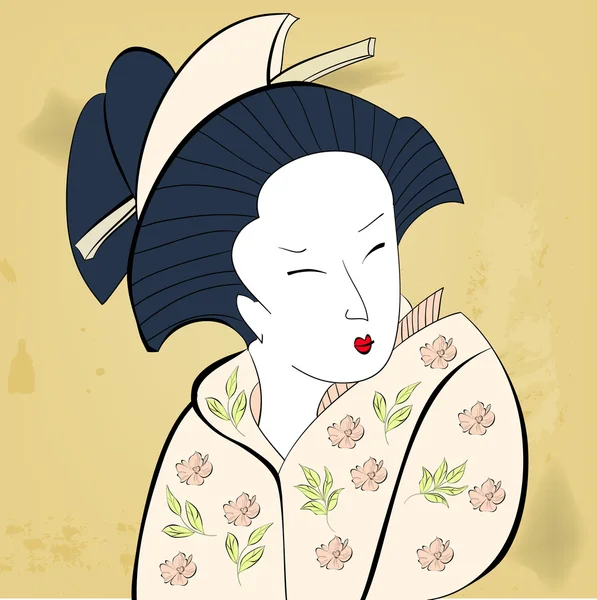 Geisha em fundo vintage — Vetor de Stock