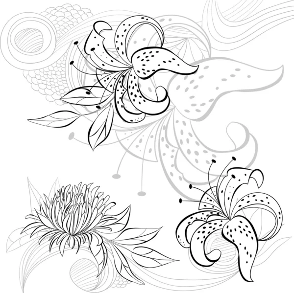 与花卉元素装饰背景 — 图库矢量图片