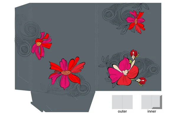 Modèle pour dossier avec fleurs — Image vectorielle