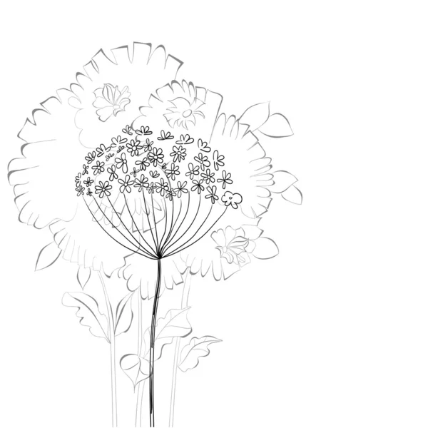 Bosquejo con elemento floral — Archivo Imágenes Vectoriales