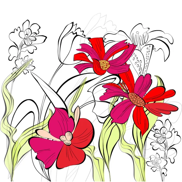 美しい花とロマンチックな背景 — ストックベクタ