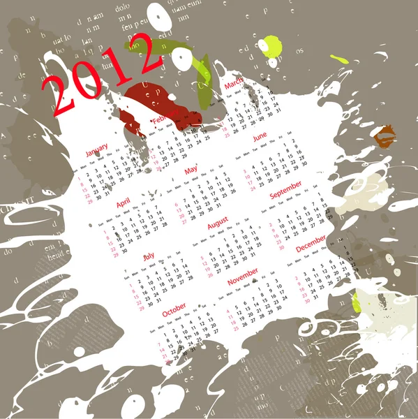Calendar for 2012 on abstract background — Stock Vector
