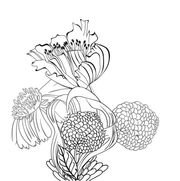 Bosquejo con flores — Archivo Imágenes Vectoriales