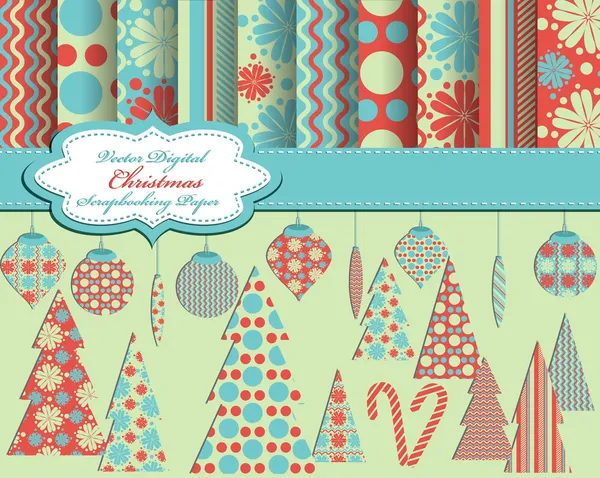 Set of Christmas vector paper and clip art for scrapbook Royalty Free Stock Vectors