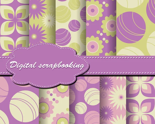 スクラップ ブックのためのベクトル花の紙のセット — ストックベクタ