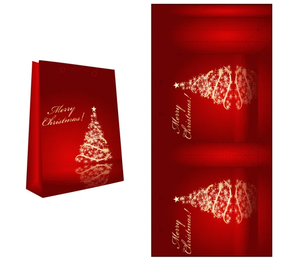 Vecteur imprimable mignonne boîte cadeau de Noël modèle vierge — Image vectorielle