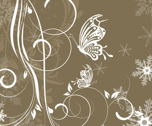 Fond de Noël vectoriel avec papillon — Image vectorielle