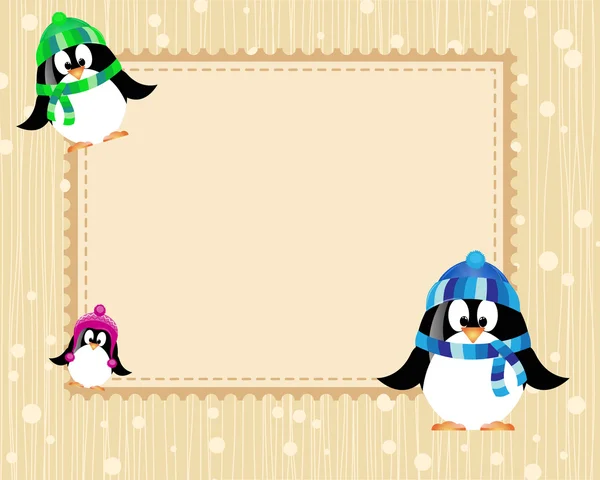 矢量花卉剪贴簿背景与 pinguin — 图库矢量图片