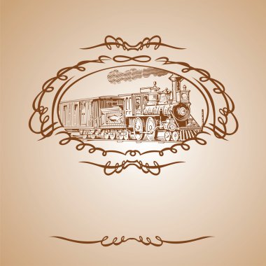 Old Train Brown Banner clipart