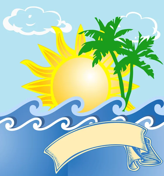 Tropical Sea Vacation Logo — Stock Vector
