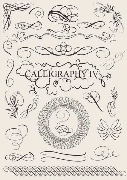 Векторный набор: элементы каллиграфического дизайна и оформление страницы — стоковый вектор