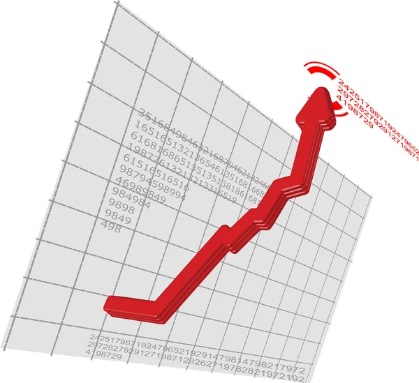 Freccia del grafico rosso Sfondo vettoriale — Vettoriale Stock