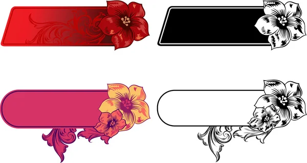 Uppsättning av horisontella vektor banners med en blommor — Stock vektor
