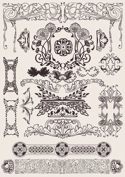 Vektör seti: kaligrafik tasarım elemanları ve sayfa dekorasyonu — Stok Vektör