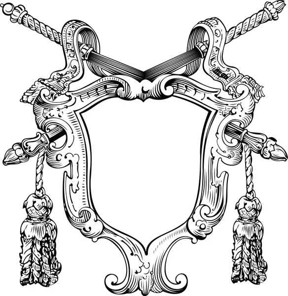 Uma cor Heráldica escudo e hastes — Vetor de Stock