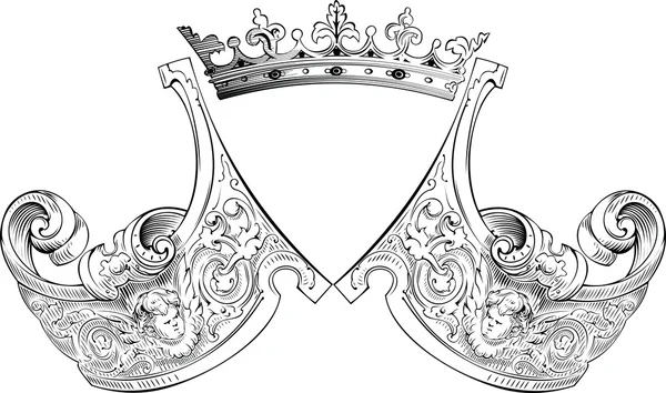 Één kleur kroon heraldiek samenstelling — Stockvector