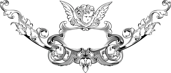 Héraldique Cupidon noir et blanc. Illustration vectorielle . — Image vectorielle
