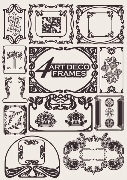Комплект старинных рамок в стиле ар-деко — стоковый вектор