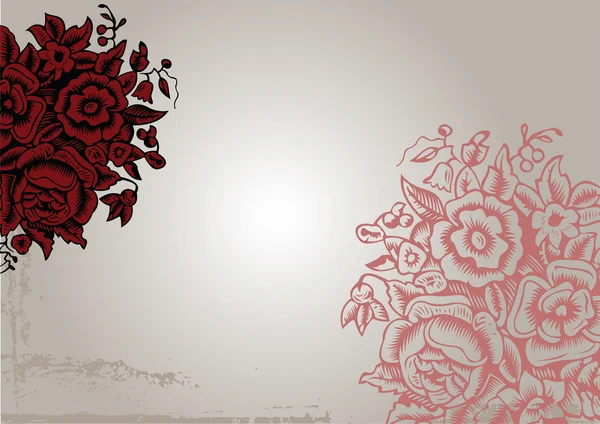 オリジナルのビンテージ赤い花の背景皇家帧装饰矢量. — ストックベクタ