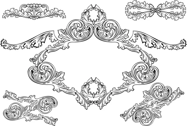 Cornici barocco vintage ed elementi di design — Vettoriale Stock