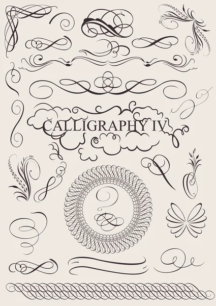 Vektorkészlet: kalligráfiai tervezési elemek és oldaldekoráció — Stock Vector