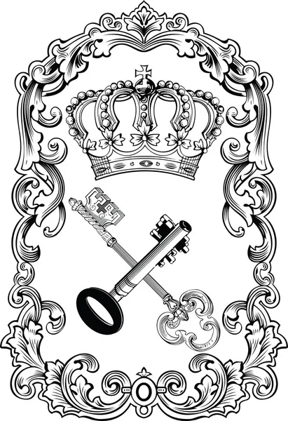 왕실의 왕관 과 열쇠 — 스톡 벡터