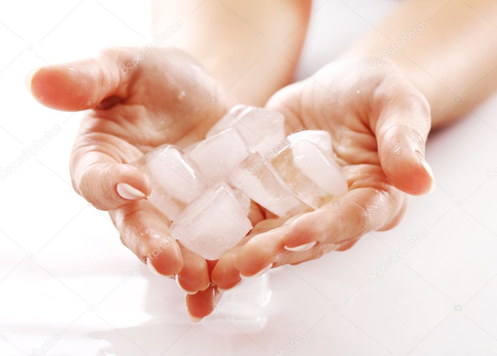 Ice cube hands Hands with ice cubes — Stock Photo © yekophotostudio