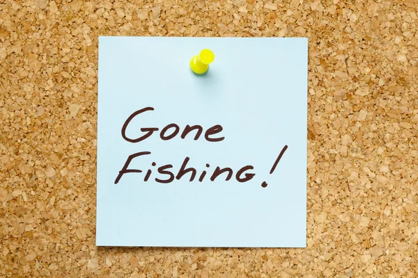 stock image GONE FISHING! sticky note