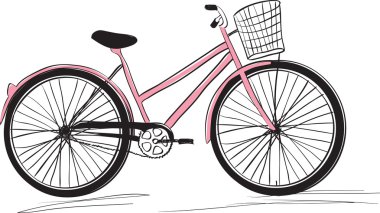 Classic ladies shopping bike. stylish illustration clipart